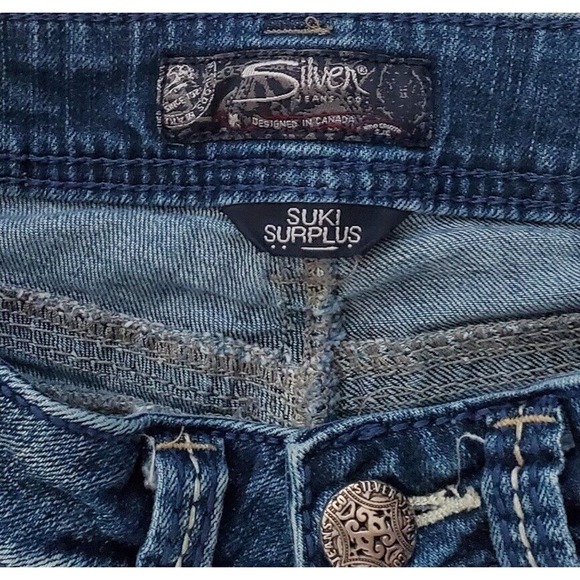 Silver Suki Surplus Denim Blue Jeans (Womens Size 24" x 32") Button Flap Pockets - Picture 4 of 9